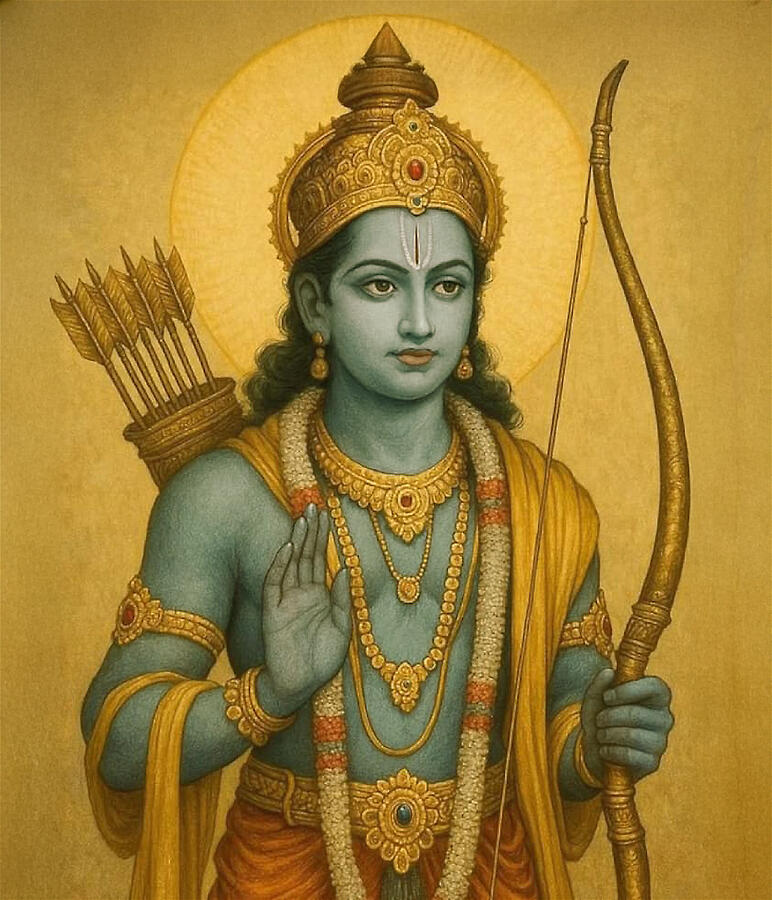 Lord Rama with Bow Incarnation of Dharma and Virtue by Atma Jyoti Ashram