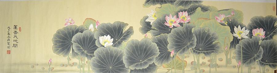 Lotus fragrance in the world Painting by HuiZhen Zhang