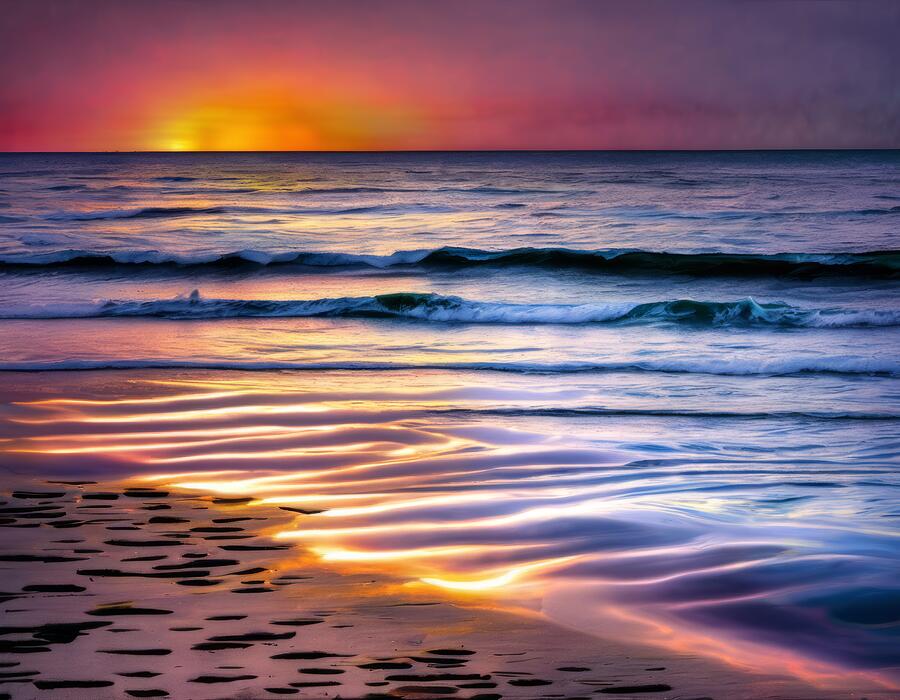 Luminous Sunset Digital Art by Eris And AI
