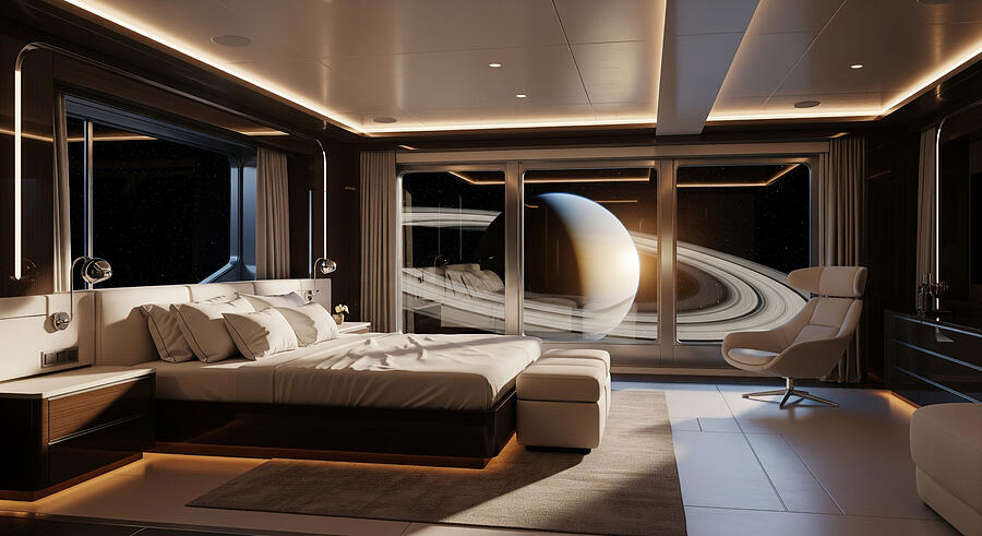 Luxury Space Suite with Planet View Ai Art by The Luxury Art Collection