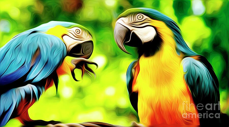 Macaws in the Bahamas Digital Art by William Gunn