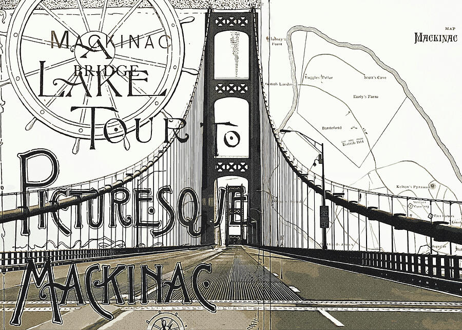 Mackinac Bridge Mixed Media Mixed Media by Dan Sproul