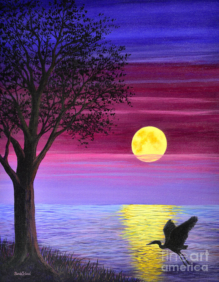 Magenta Moon Painting by Sarah Irland