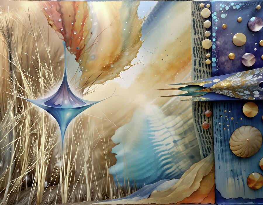 Surreal Geometric Fantasy Digital Art - Magnetism by Eris And AI