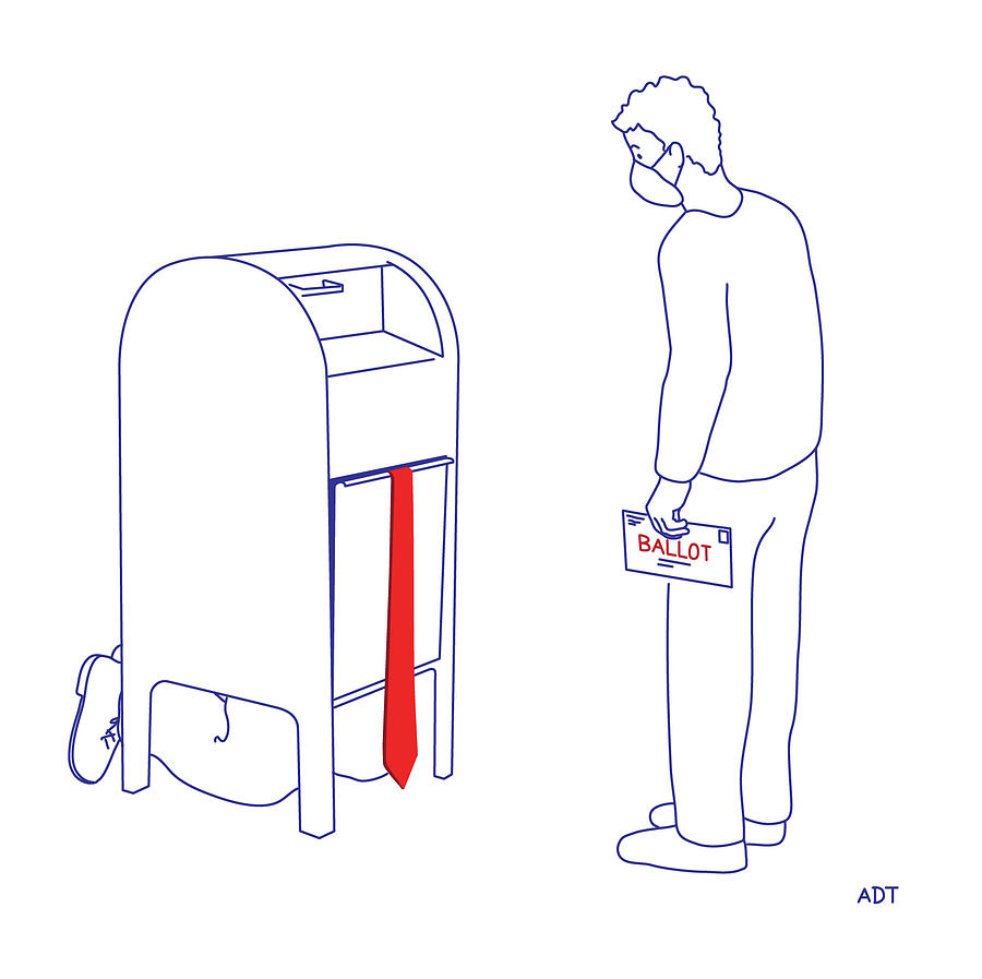 A Voter and a Mailbox Drawing - Mail In Ballot by Adam Douglas Thompson