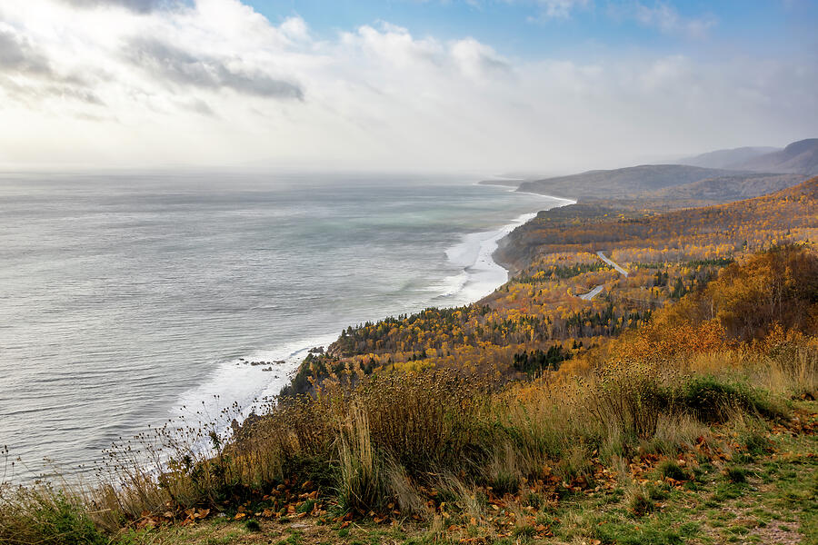 Coastal Autumn Landscape Photograph - Majestic Cabot Trail View 1 by John Twynam