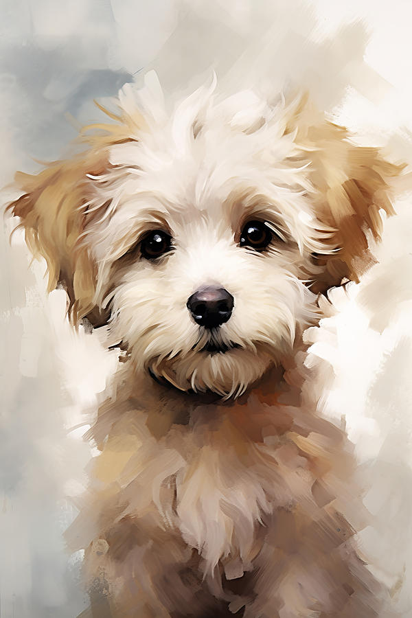 Maltese Puppy Painting by Land of Dreams