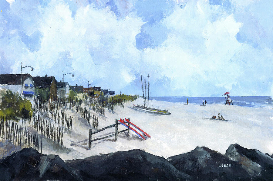 Manasquan Coastal Scene Painting - Manasquan Beachfront by Robert Loder Jr