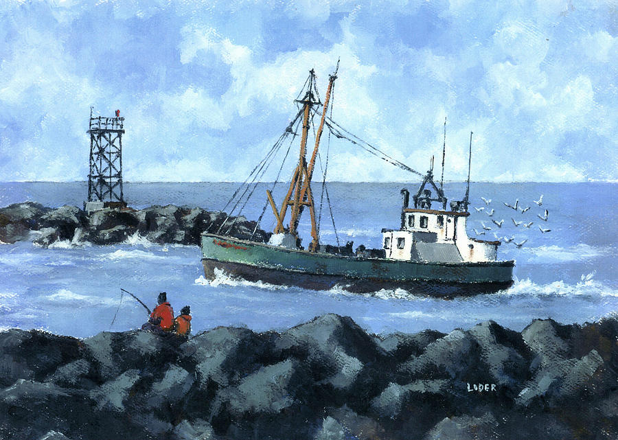 Manasquan Inlet Painting by Robert A Loder Jr