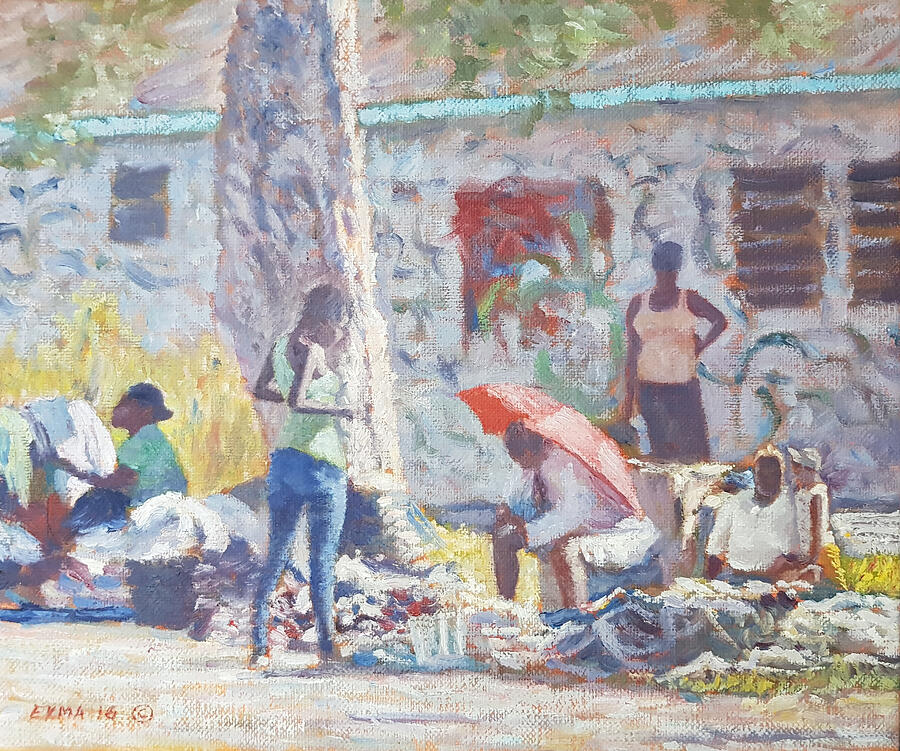Market Day - Abaco, Bahamas Painting by Ritchie Eyma
