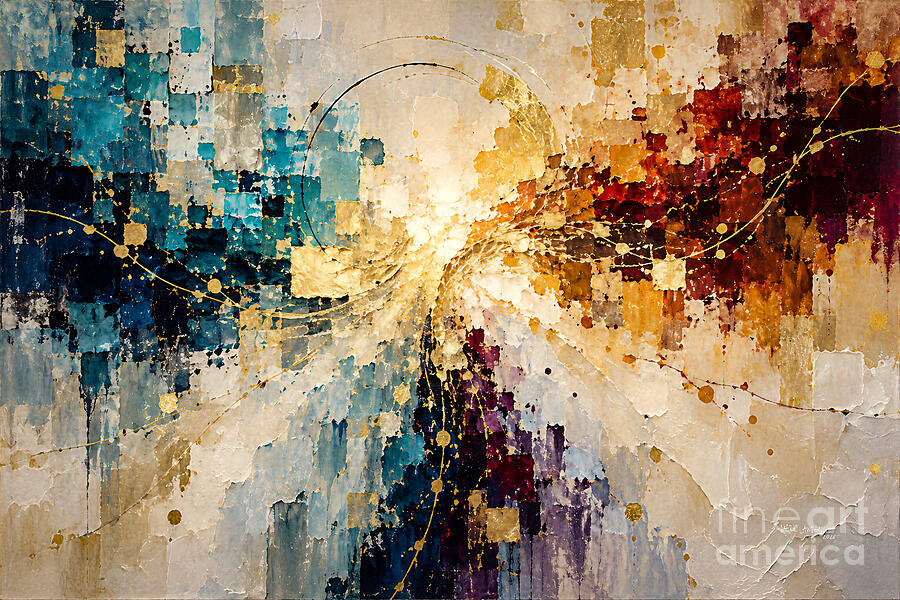 Colorful Abstract Swirls and Patterns Painting - Matthew 22 37. Love The Lord Your God With All Your Heart. Greatest Commandment Christian Wall Art by Mark Lawrence