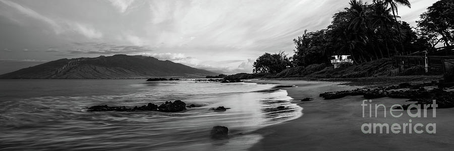 Maui Kamaole Beach Black and White Panorama Photo Photograph by Paul Velgos