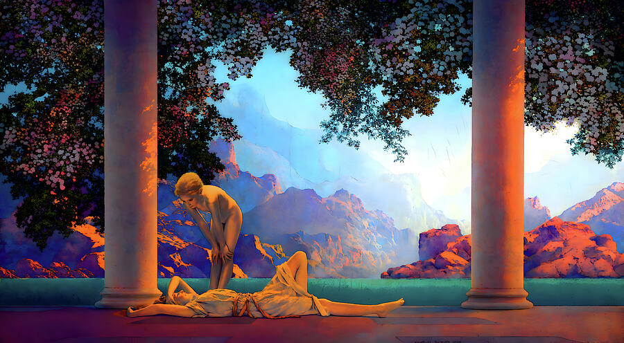 Maxfield Parrish - Daybreak Painting by Jon Baran - Metal Posters