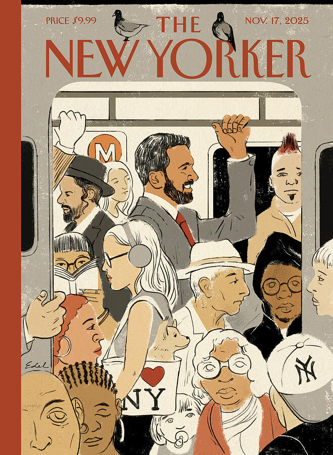 New Yorker Magazine Subway Scene Painting - Mayor Mamdani by Edel Rodriguez