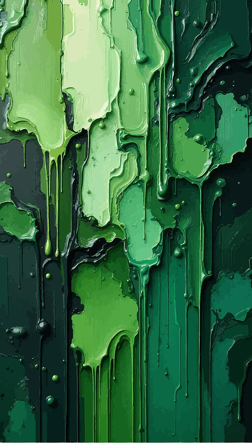 Melting Green Paint Abstract Digital Art by Printed View