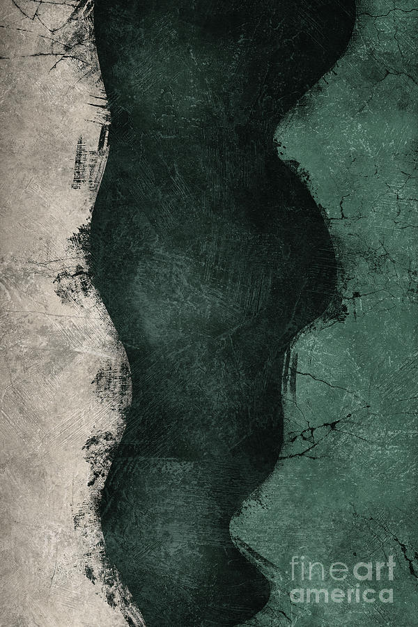 Emerald and Slate Abstract Landscape Digital Art - Midnight Emerald No4 by Ema Paraschiv