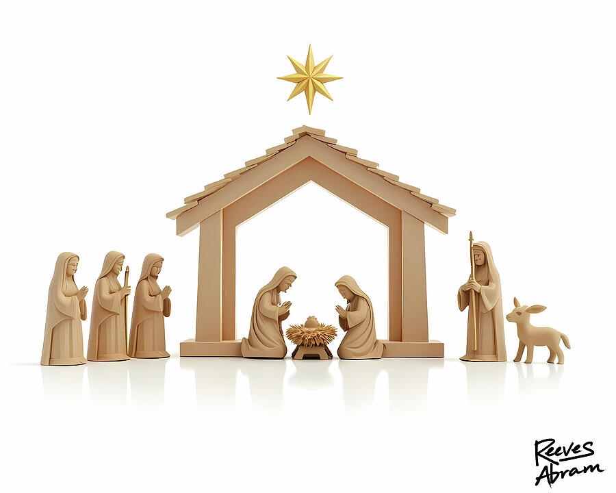 Minimalist Nativity Digital Art by Reeves Abram - Pastor Reeves Studio - Metal Posters