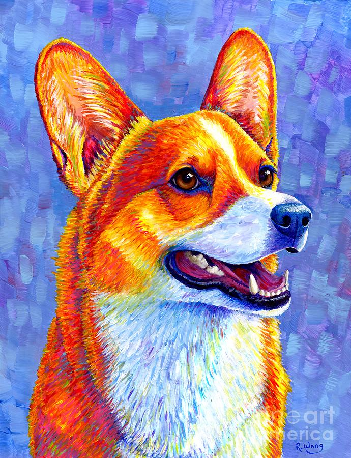 Mischief Maker - Colorful Pembroke Welsh Corgi Dog Painting by Rebecca Wang