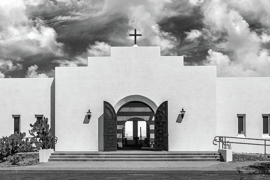 Contemporary Mission-Style Building Photograph - Mission-Style Church in Tuscon by Howard Holley