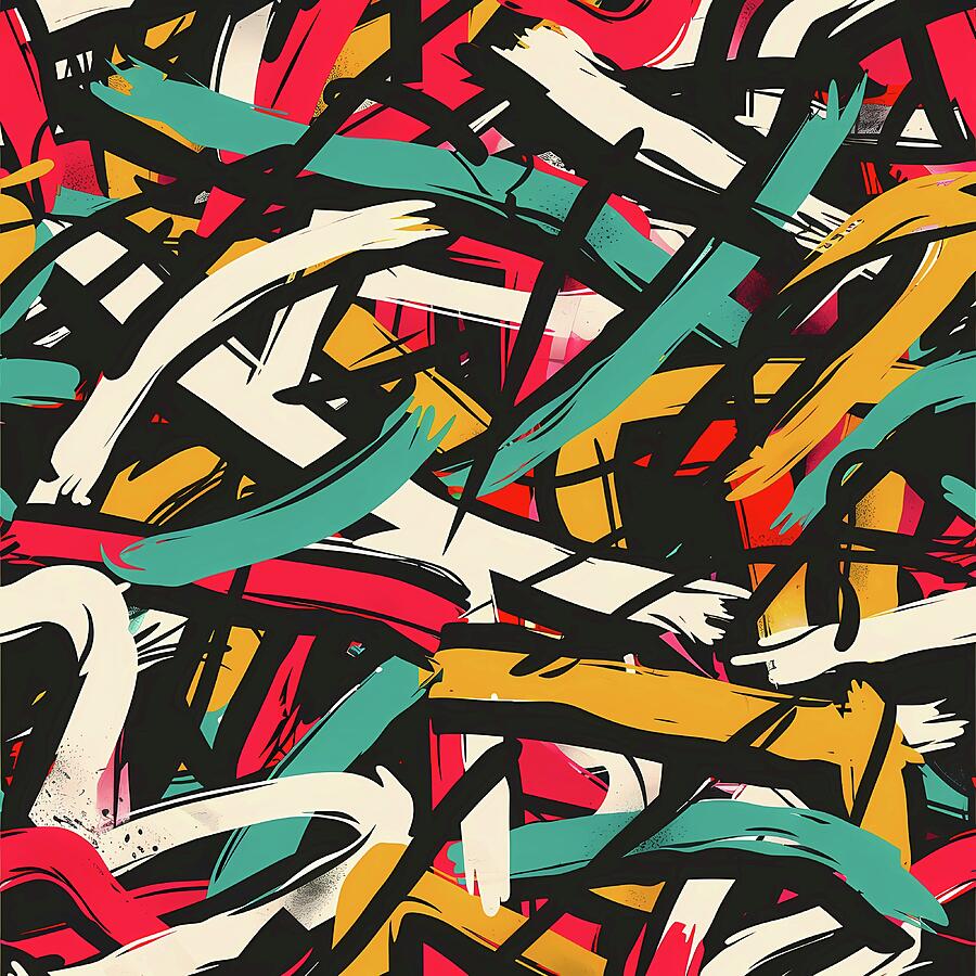 modern_fashionable_pattern_lines_and_letter_No 3 Digital Art by Andre Petrov