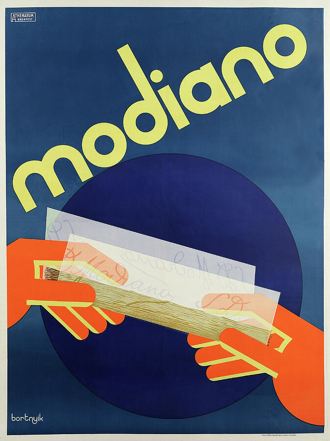 Modiano Cigarette Ad by Bortnyik Painting - Modiano - vintage cigarette advertisement poster - rolling a cigarette by Bortnyik Sandor