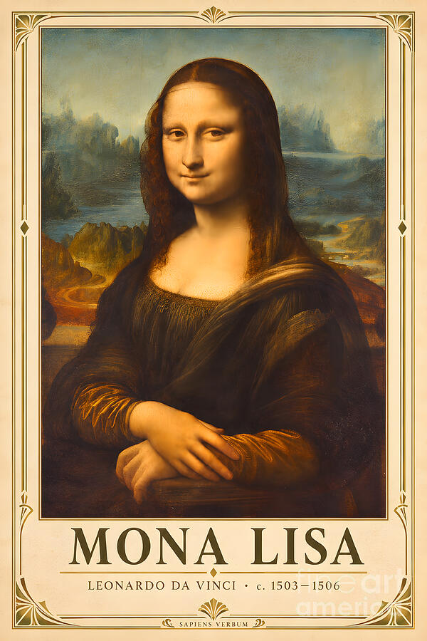 Mona Lisa by Leonardo da Vinci, vintage art poster by Sapiens Verbum