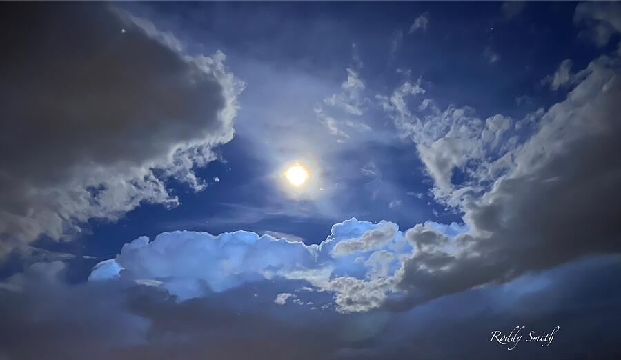 Moonlit Night Sky with Clouds Photograph by Roddy Smith - Metal Posters