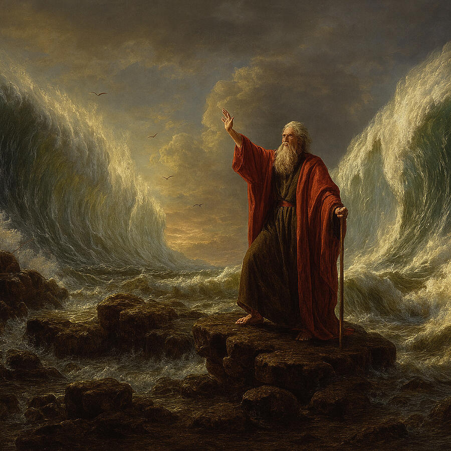 Moses Parting The Red Sea Digital Art by James DeFazio - Metal Posters