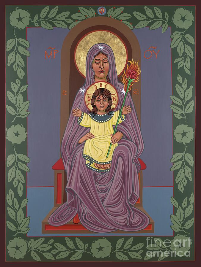Religious Icon with Mother and Child Painting - Mother of God Seat of Wisdom 351 by William Hart McNichols