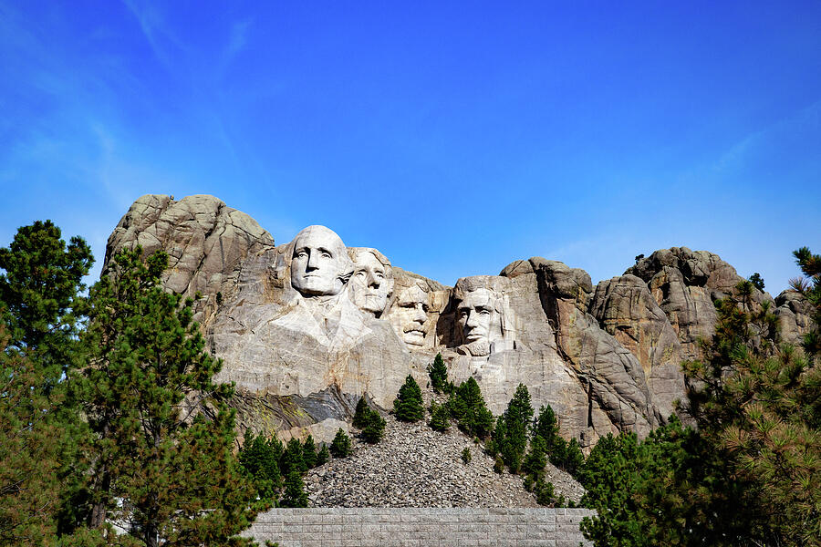 Mount Rushmore under Clear Skies Photograph - Mount Rushmore by Cindy Robinson