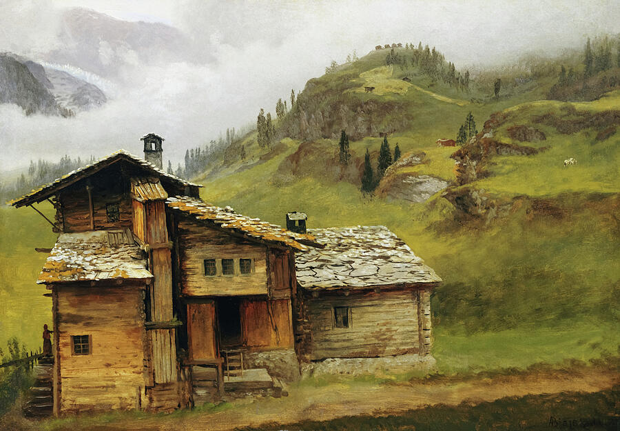 Mountain House by Albert Bierstadt Painting by The Luxury Art Collection