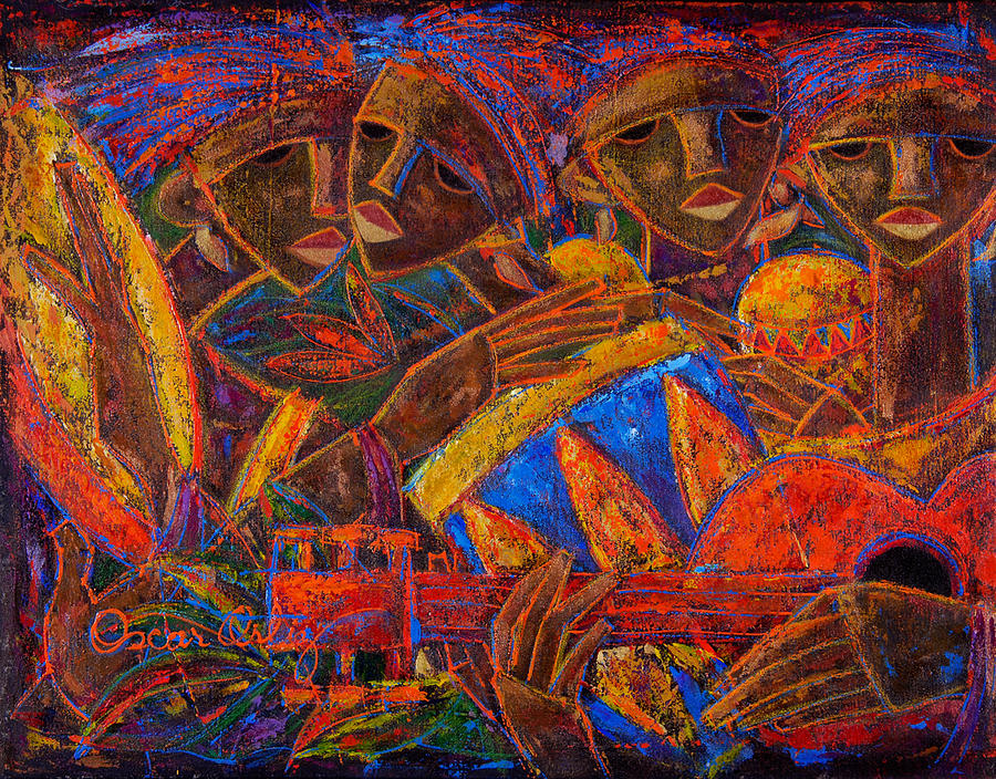 Caribbean Music Celebration Painting - Musas Del Caribe by Oscar Ortiz