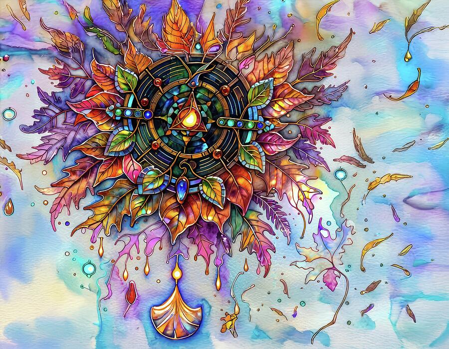 Intricate Autumn Mandala Digital Art - Muse by Eris And AI