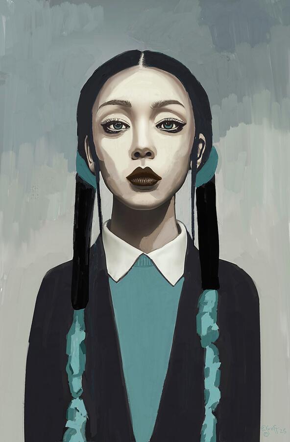 Girl with Long Braided Hair Painting - My Neighbor by Sonja Kraft