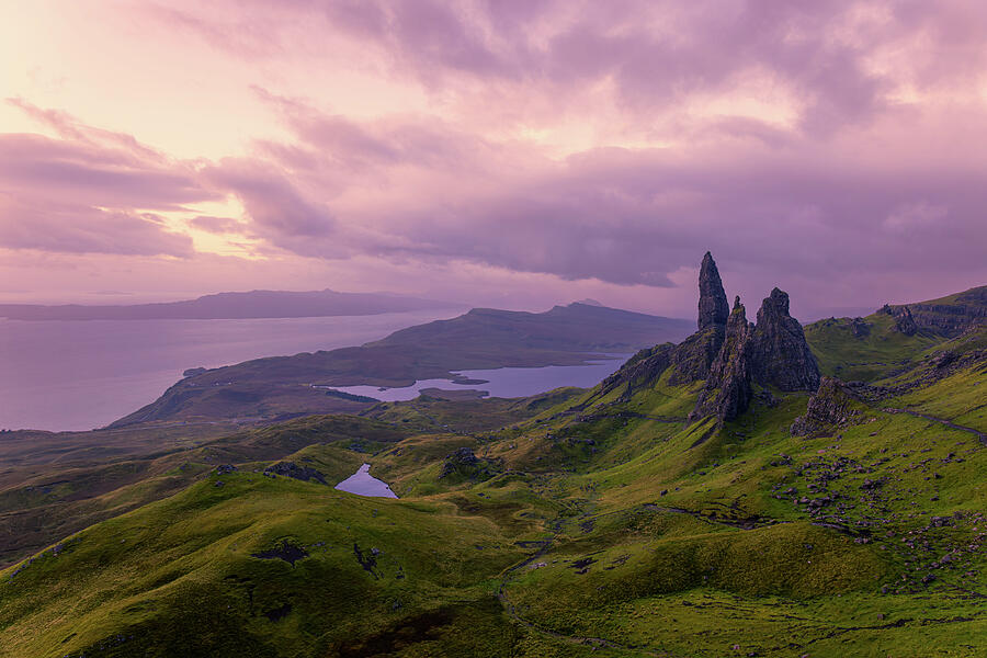 Dramatic Isle of Skye Landscape Photograph - Mystic Dawn Over the Old Man of Storr by Kevin Schwalbe
