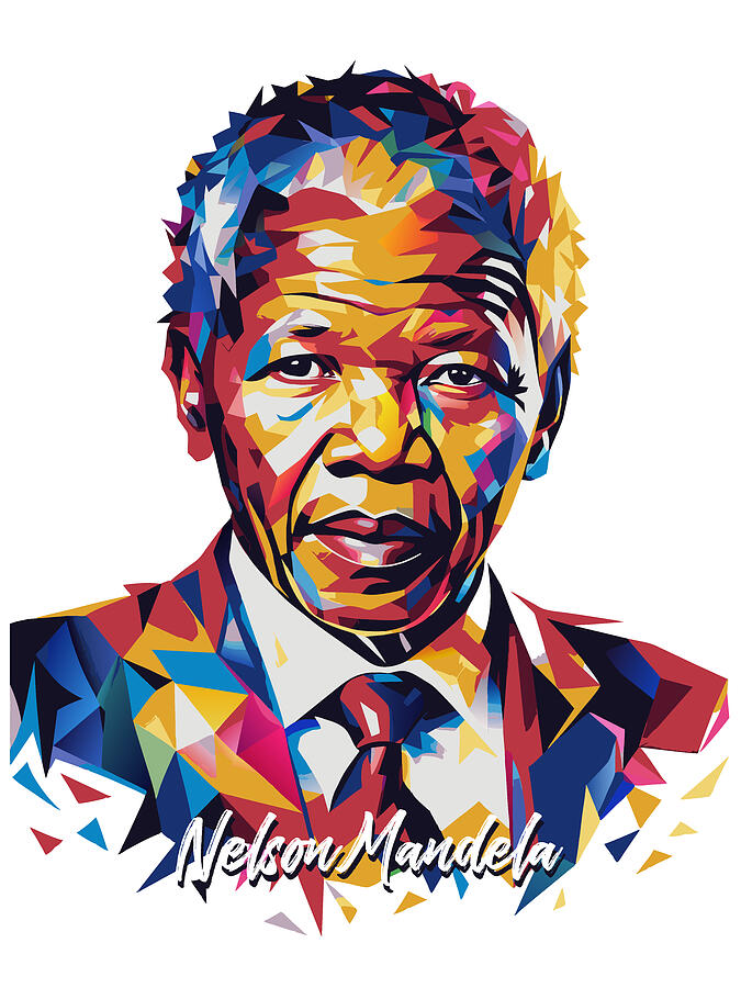 Nelson Mandela Portrait Pop Art Digital Art by Vector Artnesia