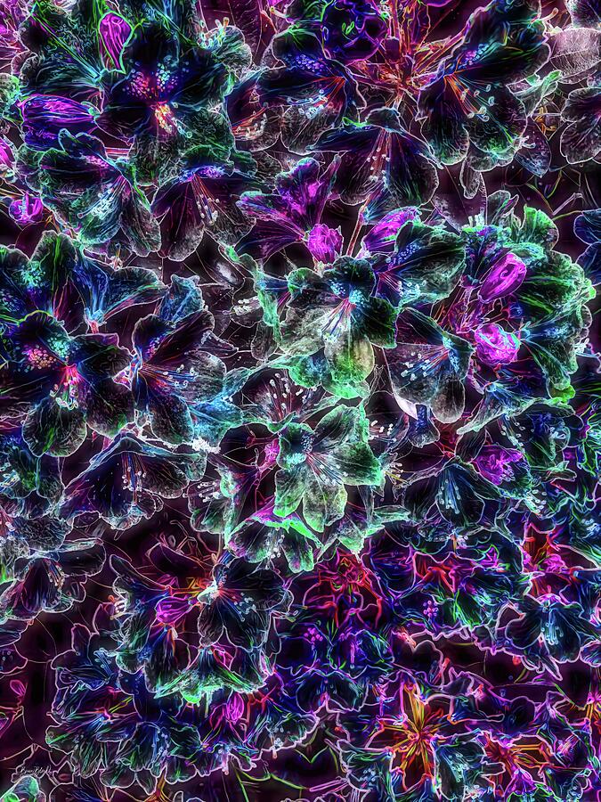 Neon Floral Cascade Digital Art - Neon Floral Cascade by Bruce Block