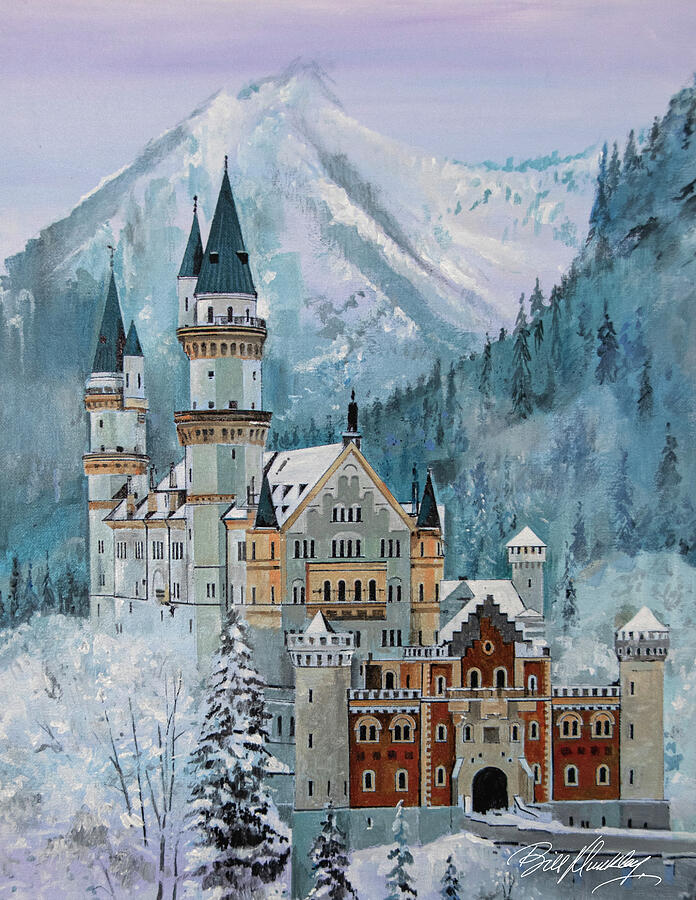 Neuschwanstein Castle Painting by Bill Dunkley - Metal Posters