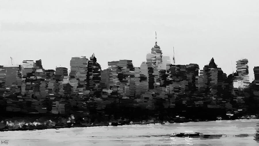 New York city in black and white Digital Art by Gradify Creations