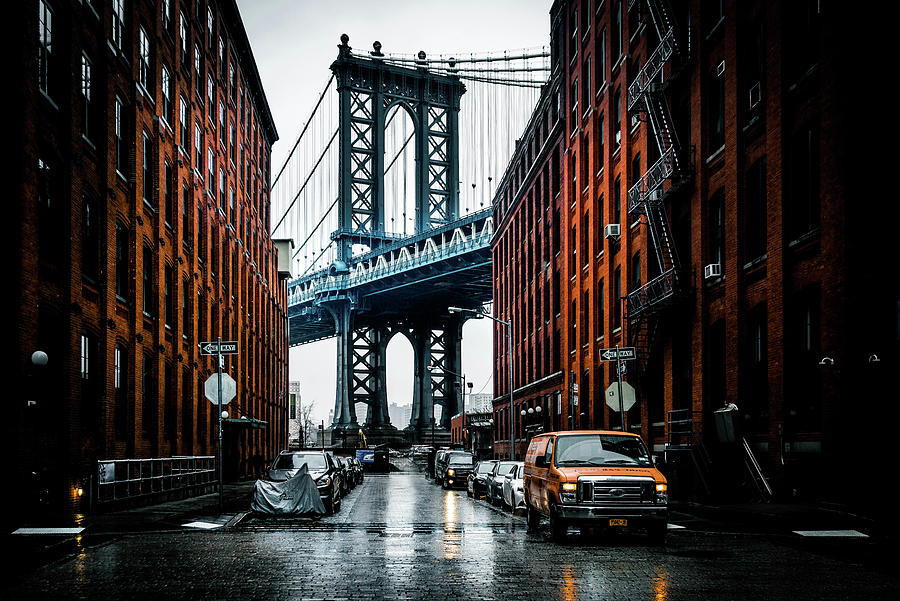 Manhattan Bridge from Brooklyn Street Photograph - New York From Brooklyn by Serge Ramelli