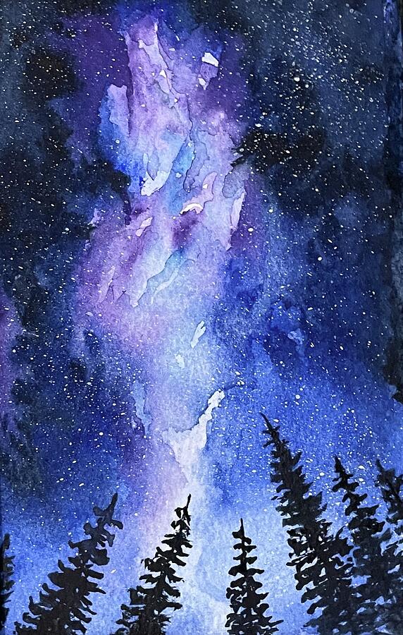Night Galaxy Painting by Judy Strickland