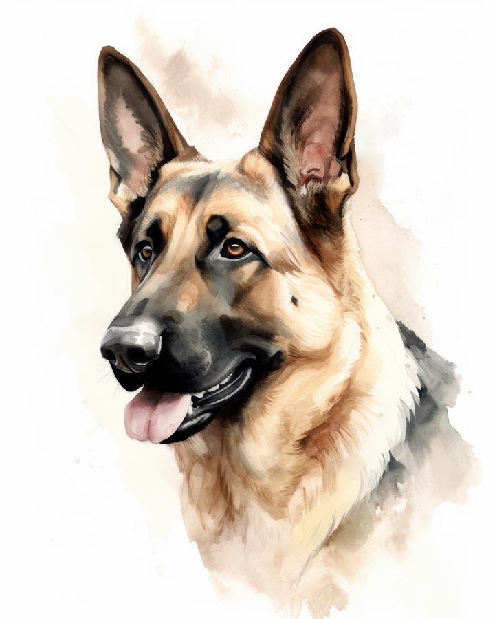 Noble Guardian - German Shepard Painting by Land of Dreams