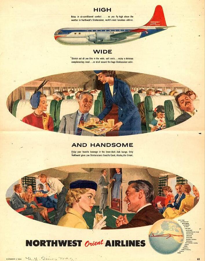 Northwest Airlines Mixed Media by World Art Collective - Metal Posters