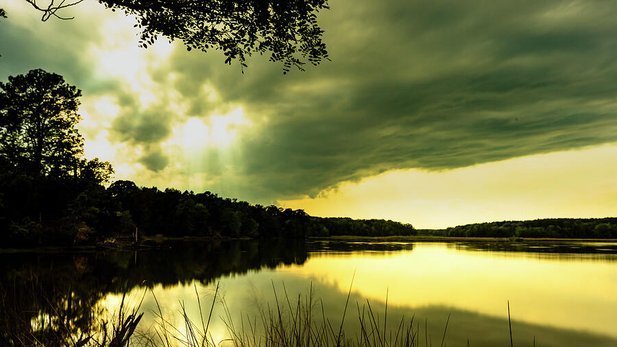 Storm Clouds Over Serene Lake Photograph - Not My Fathers Sun by David Fountain