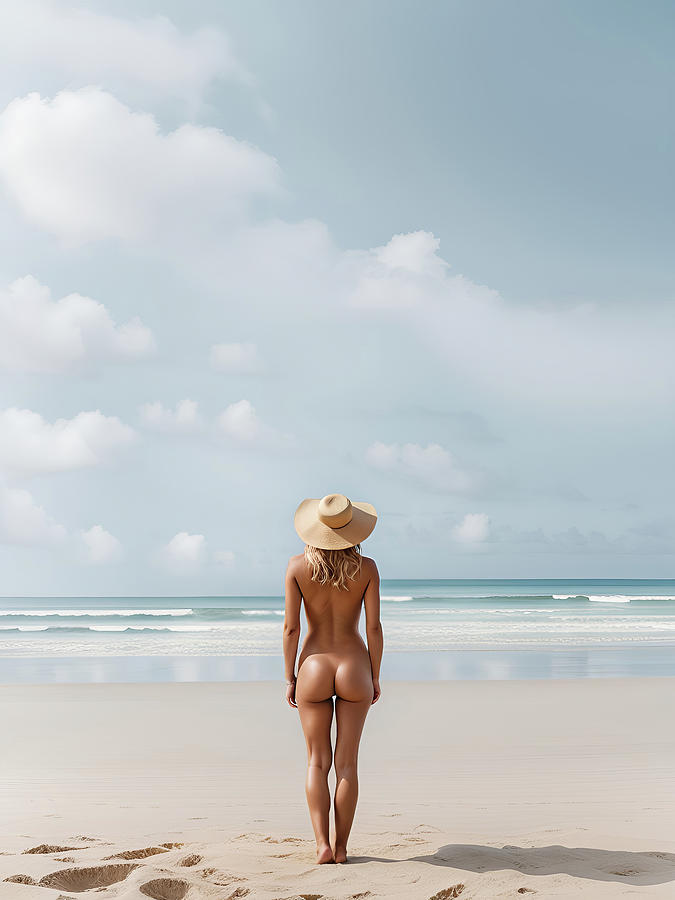 Woman Standing on Beach Photograph - Nude Beach by Land of Dreams