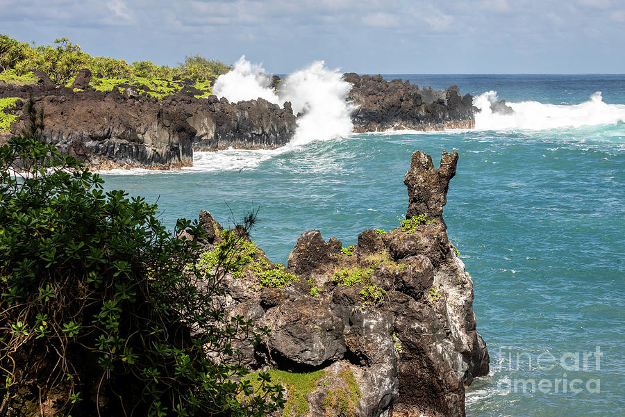 Ocean Meets Volcanic Shore Photograph by Craig A Walker