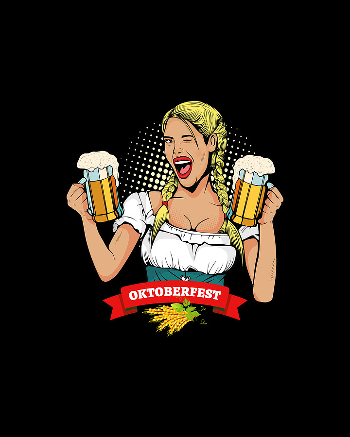 Oktoberfest German Waitress Kellner Digital Art by Flippin Sweet Gear