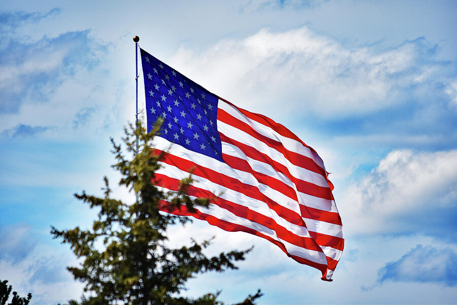 Old Glory Flying High Photograph by Vi Ray