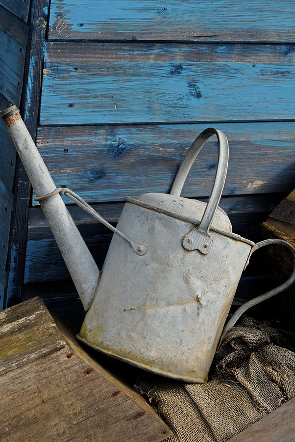 Old vintage watering can Photograph by Severija Kirilovaite