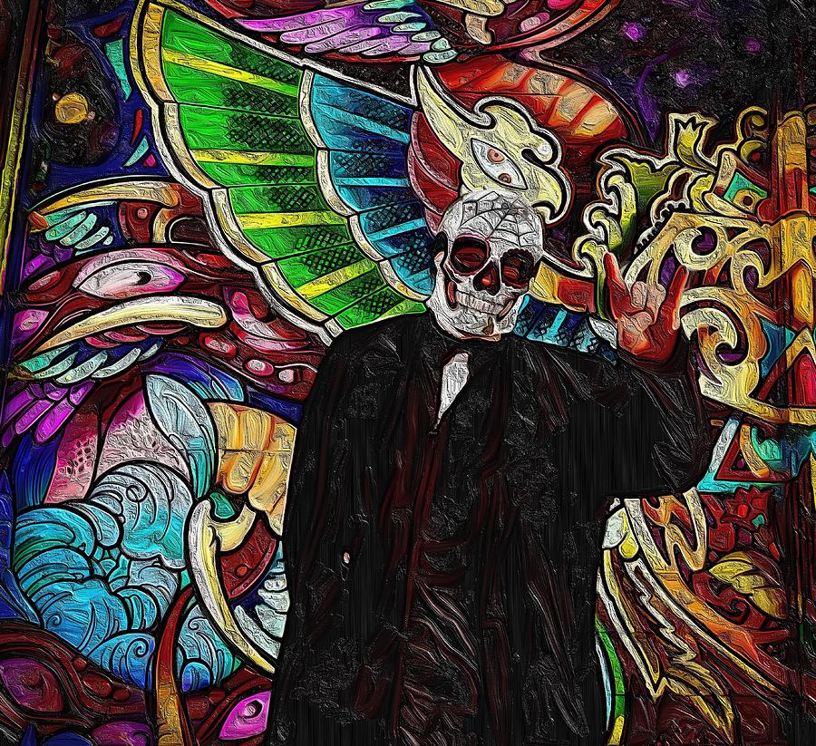 On Skeletoncihis Wings Mixed Media by Bencasso B